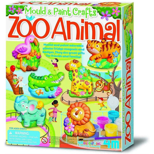 4M Mould & Paint Zoo Animals Childrens Creative Craft Set