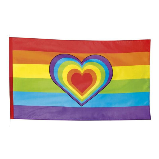 5ft x 3ft Rainbow Love Heart Flag Gay Pride Festival 90 x 150cm