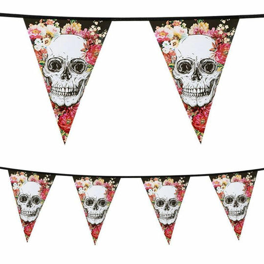 6m Triangular Day Of The Dead Skull Bunting Halloween Party Flag Decoration
