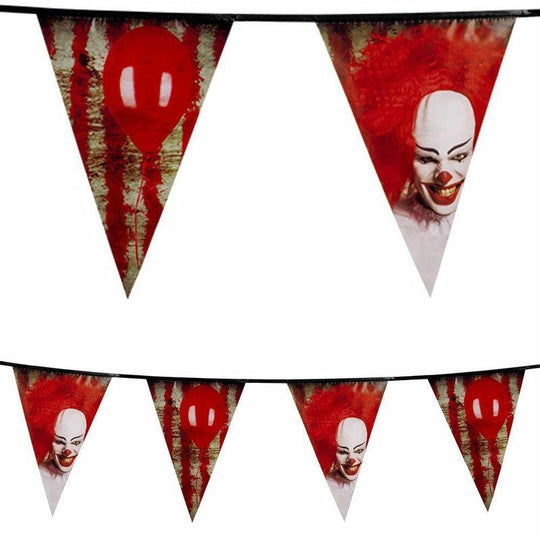 6m Triangular Horror Killer Clown Bunting Halloween Party Flag Decoration