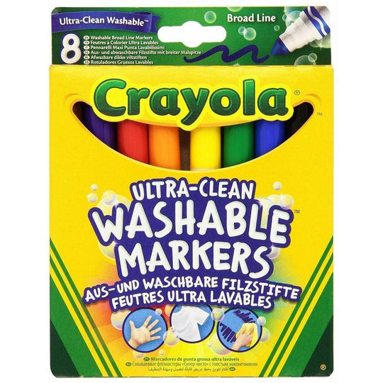 8 Colour Crayola Ultra Clean Washable Broad Line Marker Pens
