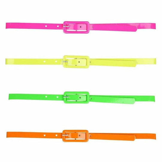 80s Neon Patent Belt Bright 1980s Adult Fancy Dress Costume Accessory