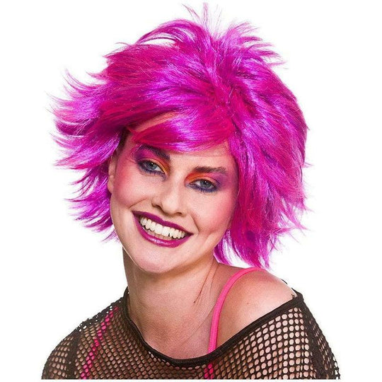 80s Pink Chic Wig Fancy Dress Accessory