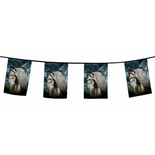 8m Halloween Horror Gravestone Zombie Hand Bunting Party Decoration Pennant Flag