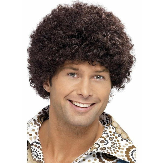 Adult 70s Disco Dude Wig Groovy Dancer Fancy Dress Boogie Nights Accessory