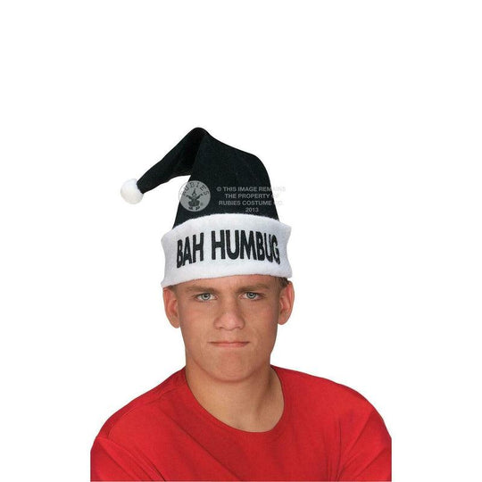 Adult Bah Humbug Grouch Grmpy Hat Black Santa Christmas Fancy Dress