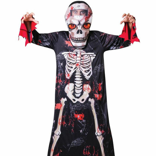 Adult Big Head Reaper Costume Halloween Skeleton Death Fancy Dress Outfit