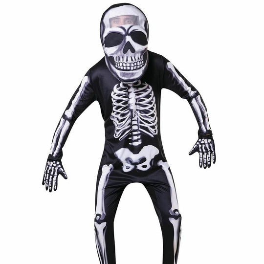 Adult Big Head Skeleton Costume Halloween Horror Fancy Dress Outfit