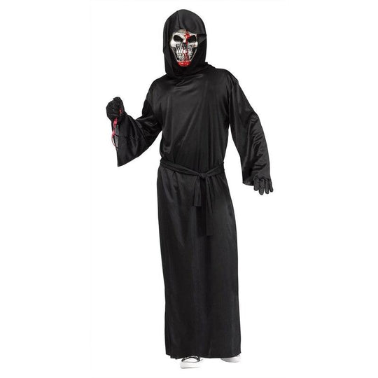 Adult Bleeding Grim Reaper Costume Death Halloween Mens Fancy Dress Outfit