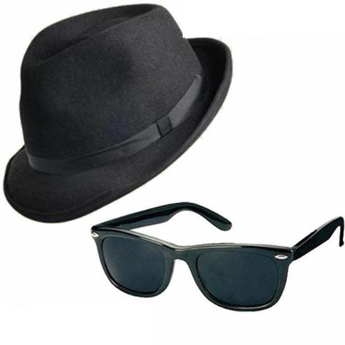 Adult Blues Brothers Hat & Sunglasses 80s Gangster Fancy Dress Costume Accessory