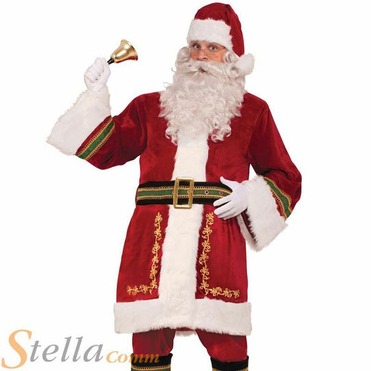 Adult Classic Santa Claus Costume Plush Regal Father Christmas Mens Outfit