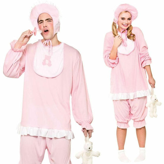 Adult Cute Cry Baby Costume Pink Romper Suit Stag Hen Fancy Dress Outfit