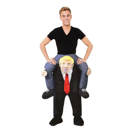 Adult Donald Trump Piggy Back Costume President Funny Fancy Dress Outfit