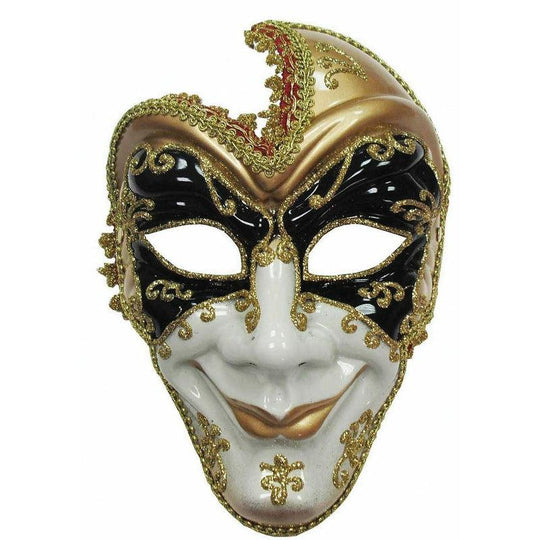 Adult Full Face Man Jester Mask Ventian Masquerade Halloween Fancy Dress Costume
