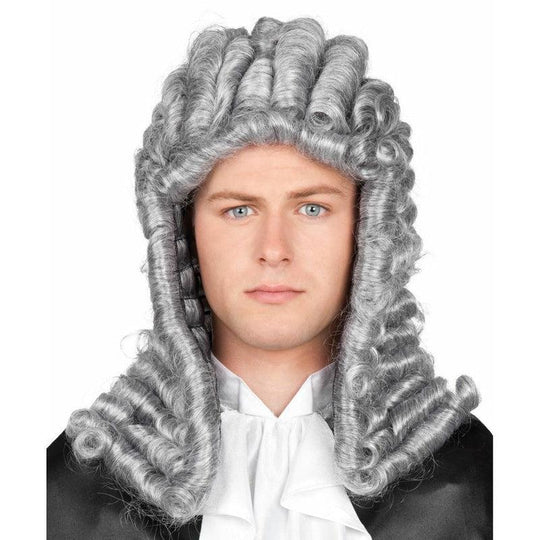 Adult Judge Wig Grey Barrister Lawyer Court Fancy Dress Costume Accessory
