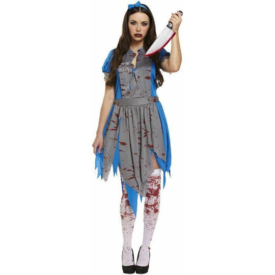 Adult Ladies Horror Evil Zombie Malice Alice in Wonderland Fancy Dress Costume