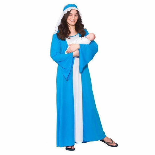 Adult Ladies Virgin Mary Costume Christmas Nativity Womens Fancy Dress Outfit