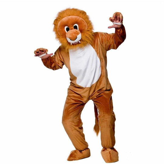 Adult Leo Lion Mascot Costume Unisex Jungle Animal Big Head Fancy Dress Outfit