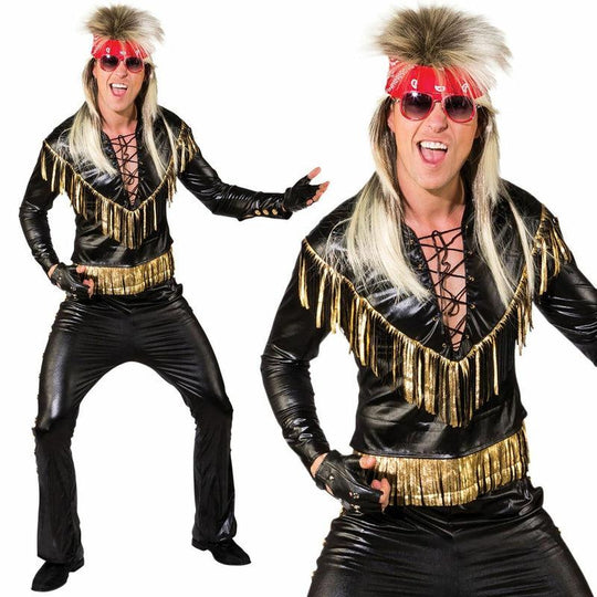 Adult Men's 80s Rock Glam Rocker Fancy Dress Costume - One Size