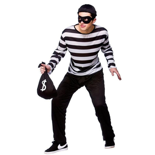 Adult Men's Cat Burglar Thief Bank Robber Fancy Dress Costume
