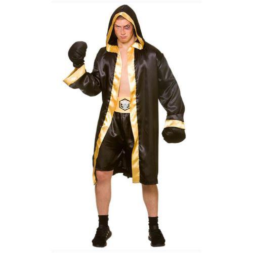 Adult Men's Champion Boxer Fancy Dress Costume - Black/Gold
