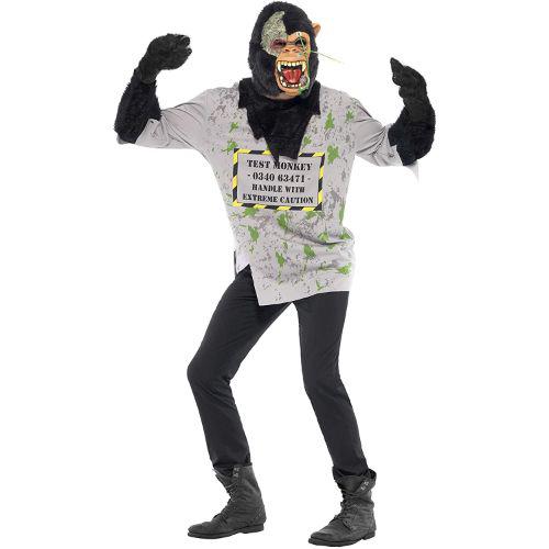Adult Men's Mutant Monkey Zombie Test Subject Halloween Fancy Dress Costume