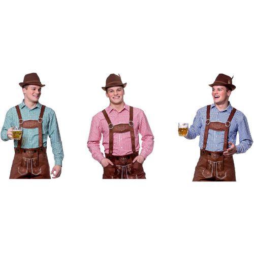 Adult Men's Oktoberfest Bavarian Check Fancy Dress Shirt