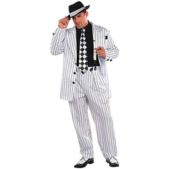 Adult Men's Pinstripe Pimp Daddy Gangster Fancy Dress Costume Party Outfit