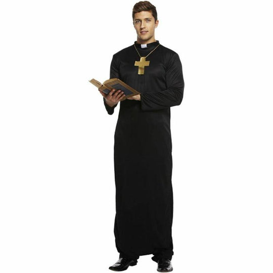 Adult Men's Vicar Priest Clergyman Fancy Dress Costume & Cross Male Party Outfit