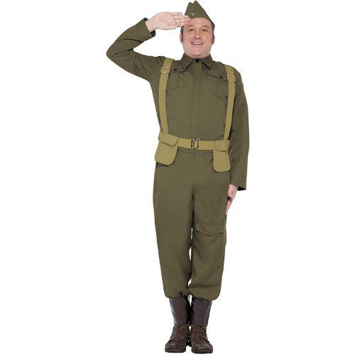 Adult Men's WW2 Home Guard Private Wartime Solider Fancy Dress Costume