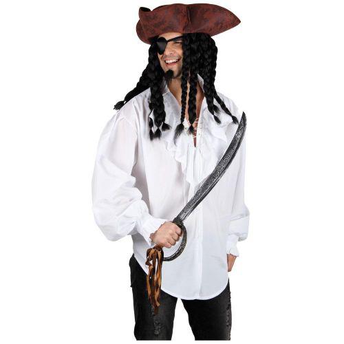 Adult Men's White Pirate Shirt Fancy Dress Costume