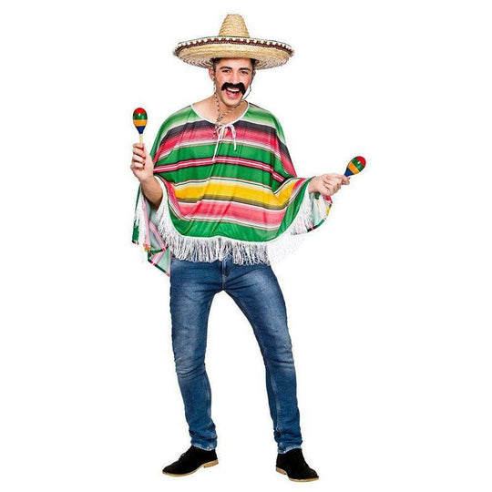 Adult Mexican Bandit Poncho Costume Wild West Fancy Dress