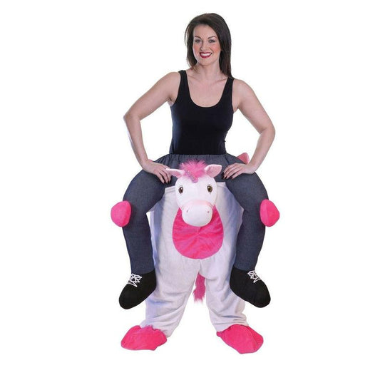 Adult Piggy Back Unicorn Costume Unisex Step In Horse Animal Fancy Dress