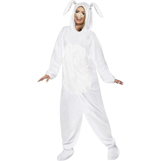 Adult Rabbit Costume One Piece Easter White Bunny Fancy Dress Mens Ladies Outfit