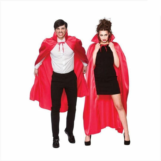 Adult Red Deluxe Satin Cape Halloween Fancy Dress Costume Cape Vampire Outfit