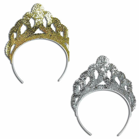 Adult Sequin Tiara Fancy Dress Accessory - Gold/Silver