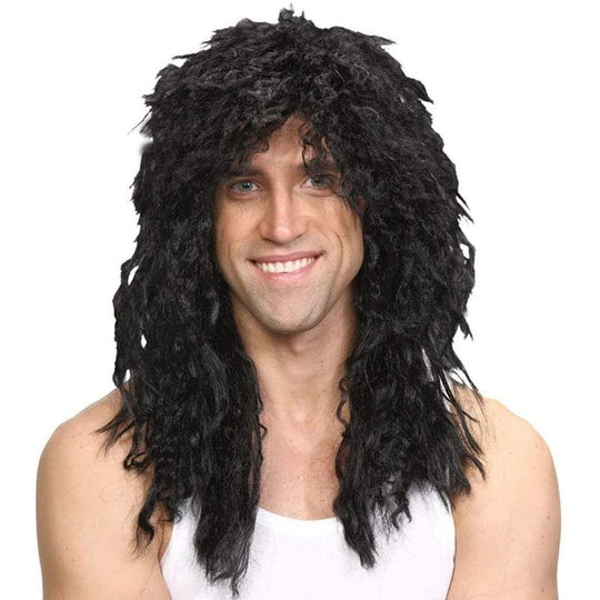 Adult Unisex 80s Rockstar Glam Rock Rocker Wig - Black
