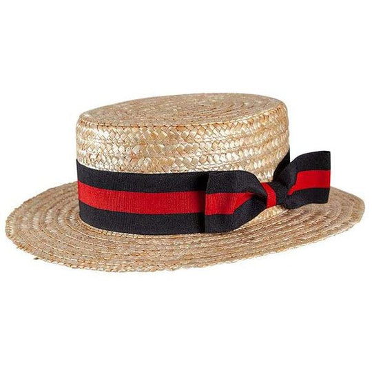 Adult Unisex Classic Straw Boater Hat with Ribbon Fancy Dress Accessory