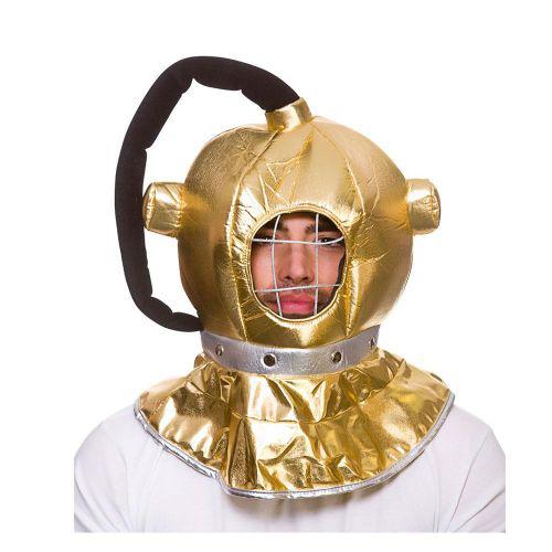 Adult Unisex Deep Sea Diver Metallic Gold Helmet Fancy Dress Accessory