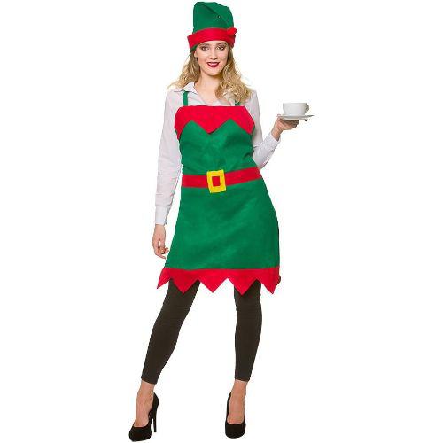 Adult Unisex Elf Apron & Hat Christmas Fancy Dress Costume - One Size