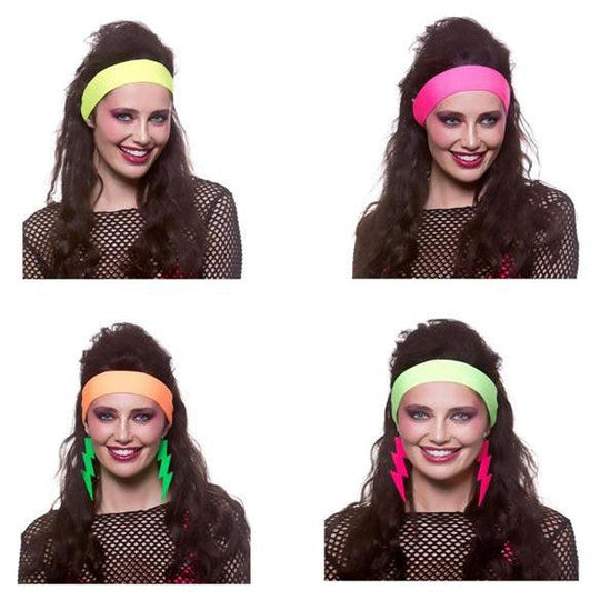Adult Unisex Extreme 80s Neon Fancy Dress Accessory Workout Headband