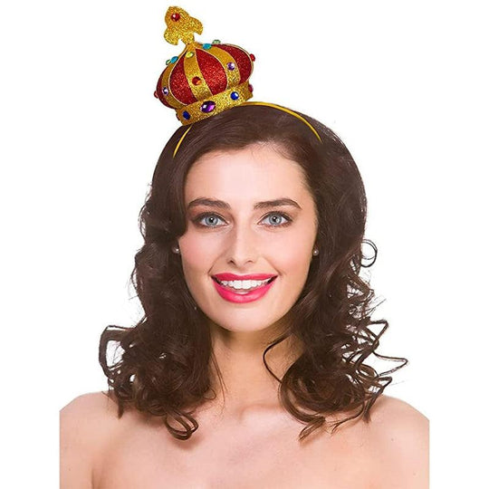 Adult Unisex GB Deluxe Crown on Headband Fancy Dress Accessory
