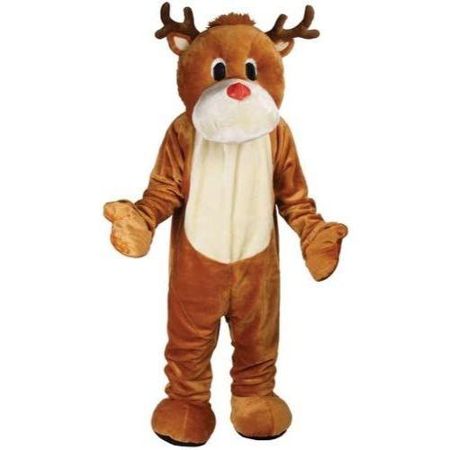 Adult Unisex Giant Reindeer Mascot Christmas Fancy Dress Costume - One Size
