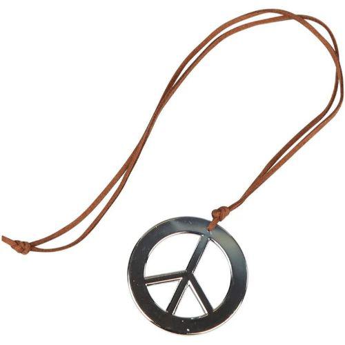 Adult Unisex Hippie Hippy Peace Sign Necklace Fancy Dress Accessory