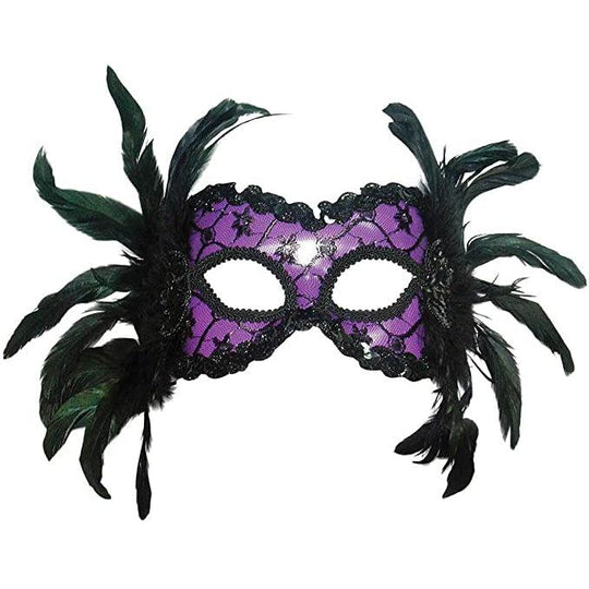 Adult Unisex Masquerade Party Fancy Dress Accessory Eye Mask - Black/Purple