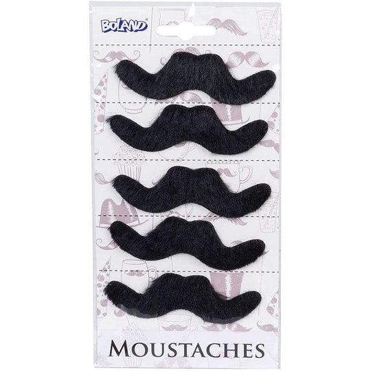Adult Unisex Mexican Bandit Stick On Moustache Fancy Dress Accessory - 6 Pack