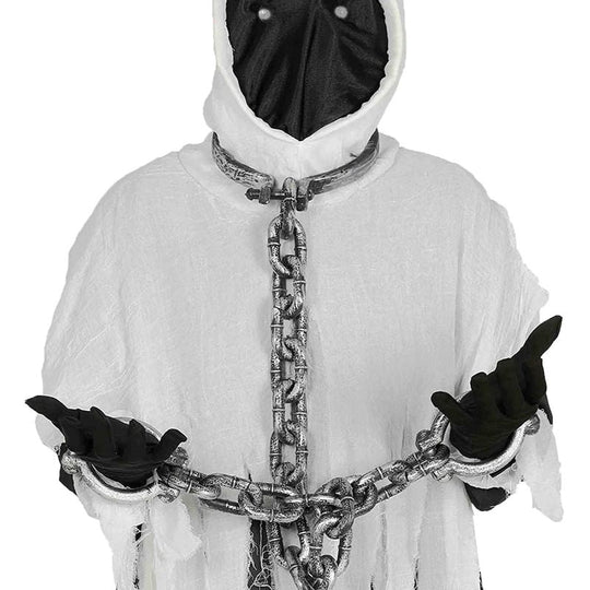 Adult Unisex Neck & Hand Shackles Captive Prisoners Chains Fancy Dress Accessory