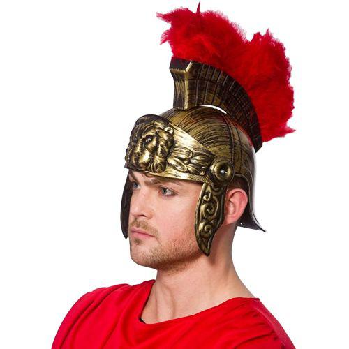 Adult Unisex Roman Gladiator Centurion Feathered Helmet Fancy Dress Accessory