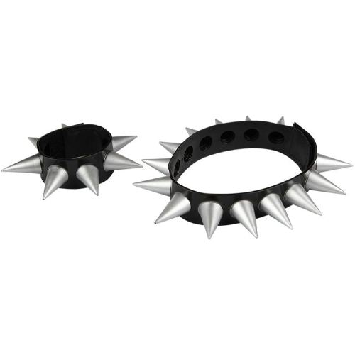 Adult Unisex Spikey Punk Choker & Cuff Fancy Dress Accessory