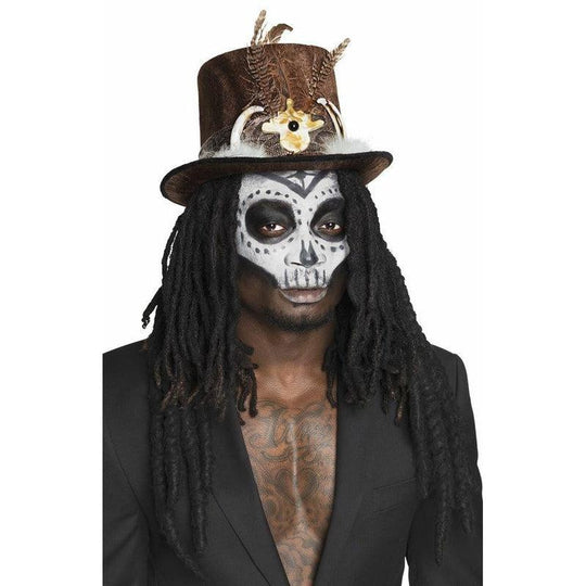 Adult Voodoo Buluku Hat With Hair Halloween Fancy Dress Costume Accessory